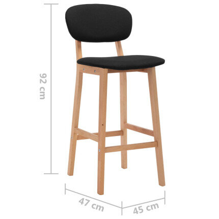 Tabourets de bar en lot de 2 en tissu Noir