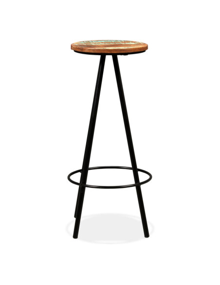 Tabourets de bar industriel en lot de 2 en bois massif de récupération Brun  {attributes}