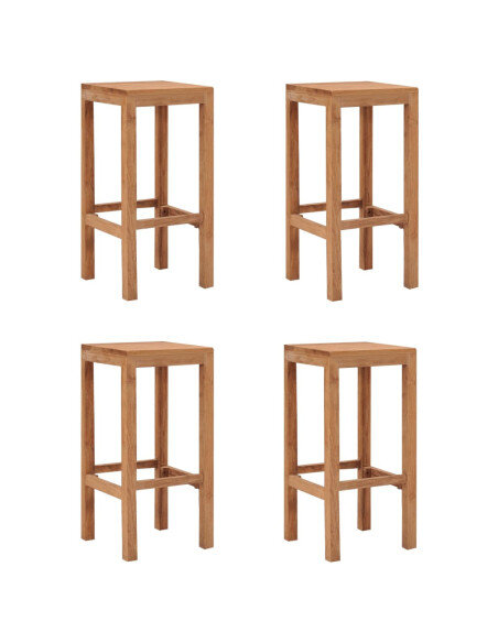 Tabourets de bar Bohème / Nature en lot de 4 en bois massif de teck Brun  {attributes} Tabourets de bar Bohème / Nature en lot de 4 en bois massif de teck Brun  {attributes}