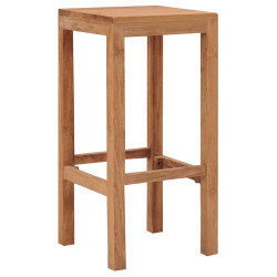 Tabourets de bar Bohème / Nature en lot de 4 en bois massif de teck Brun  {attributes} 2