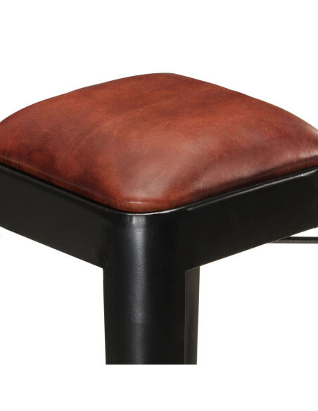 Tabourets de bar industriel cuir et métal noir en lot de 2  {attributes}