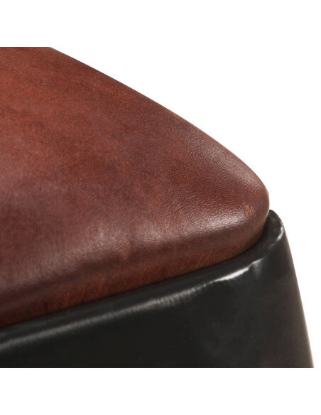 Tabourets de bar industriel cuir et métal noir en lot de 2  {attributes}