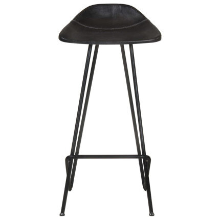 Tabourets de bar industriel en lot de 4 en cuir véritable Noir  {attributes}