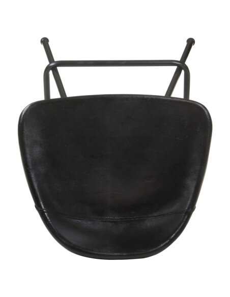 Tabourets de bar industriel en lot de 4 en cuir véritable Noir  {attributes}
