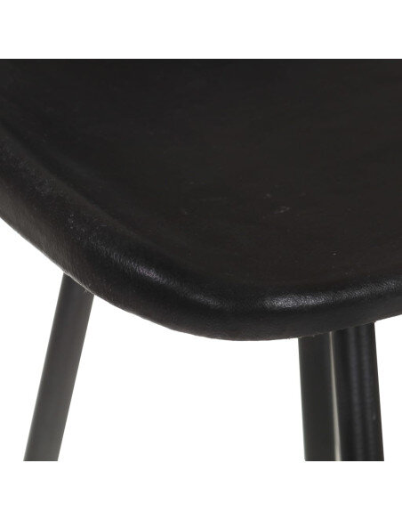 Tabourets de bar industriel en lot de 4 en cuir véritable Noir  {attributes}