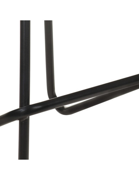 Tabourets de bar industriel en lot de 4 en cuir véritable Noir  {attributes}