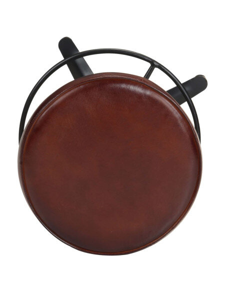 Tabourets de bar Industriel / Rétro - Vintage en lot de 2 en cuir véritable Brun 66 cm {attributes}