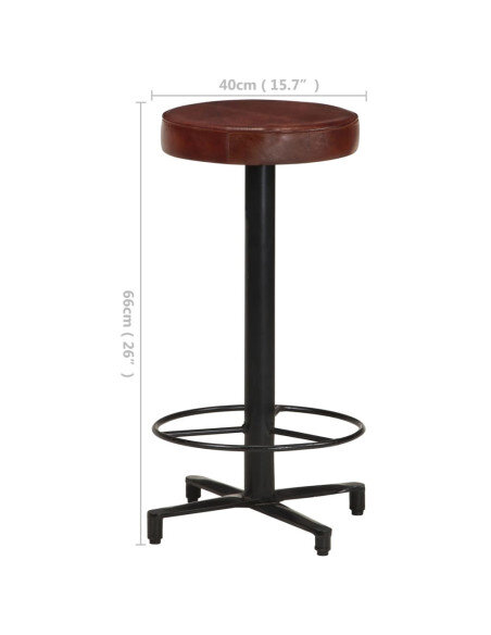 Tabourets de bar Industriel / Rétro - Vintage en lot de 2 en cuir véritable Brun 66 cm {attributes}