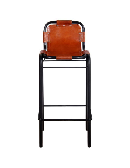 Tabourets de bar Industriel / Rétro - Vintage en lot de 2 en cuir véritable Brun  {attributes}