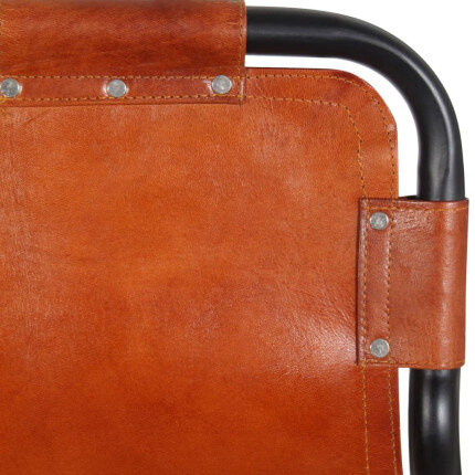 Tabourets de bar Industriel / Rétro - Vintage en lot de 2 en cuir véritable Brun  {attributes}