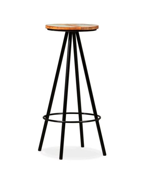Tabourets de bar industriel en lot de 2 en bois massif de récupération Brun  {attributes}