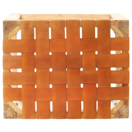 Tabourets de bar Bohème / Nature en lot de 2 en cuir véritable & Bois Brun 75 cm {attributes}