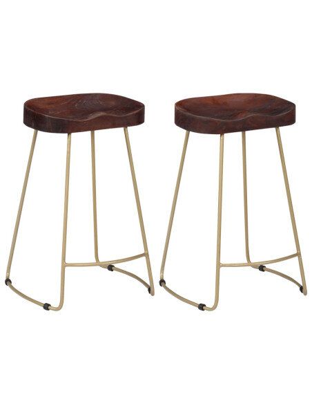 Tabourets de bar Industriel / Rétro - Vintage en lot de 2 en bois de manguier massif Brun 45 x 40 x 62 cm {attributes} Tabourets de bar Industriel / Rétro - Vintage en lot de 2 en bois de manguier massif Brun 45 x 40 x 62 cm {attributes}