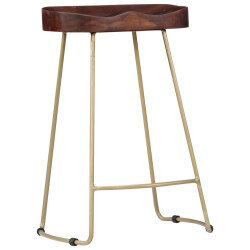 Tabourets de bar Industriel / Rétro - Vintage en lot de 2 en bois de manguier massif Brun 45 x 40 x 62 cm {attributes} 2