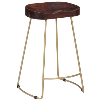 Tabourets de bar Industriel / Rétro - Vintage en lot de 2 en bois de manguier massif Brun 45 x 40 x 62 cm {attributes}