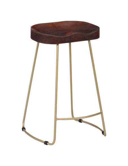 Tabourets de bar Industriel / Rétro - Vintage en lot de 2 en bois de manguier massif Brun 45 x 40 x 62 cm {attributes} Tabourets de bar Industriel / Rétro - Vintage en lot de 2 en bois de manguier massif Brun 45 x 40 x 62 cm {attributes}
