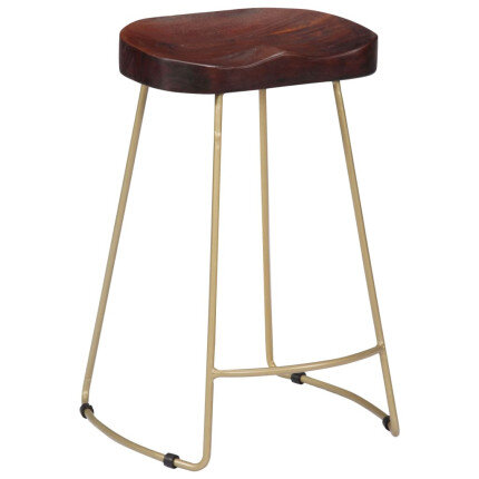 Tabourets de bar Industriel / Rétro - Vintage en lot de 2 en bois de manguier massif Brun 45 x 40 x 62 cm {attributes}