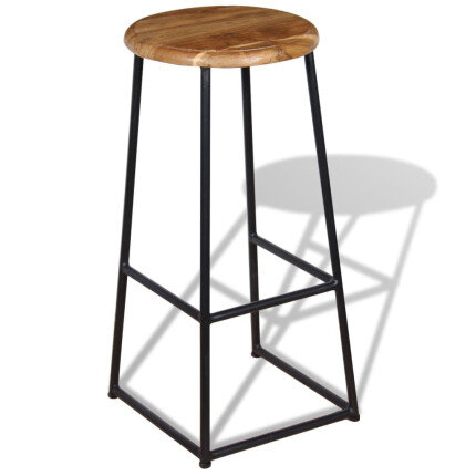 Tabourets de bar industriel en lot de 2 en bois massif de teck Brun  {attributes}