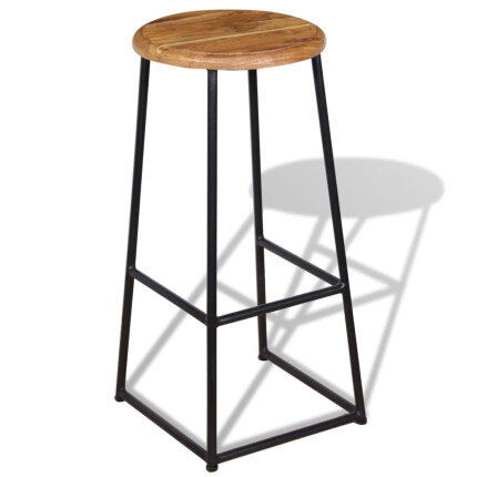 Tabourets de bar industriel en lot de 2 en bois massif de teck Brun  {attributes}