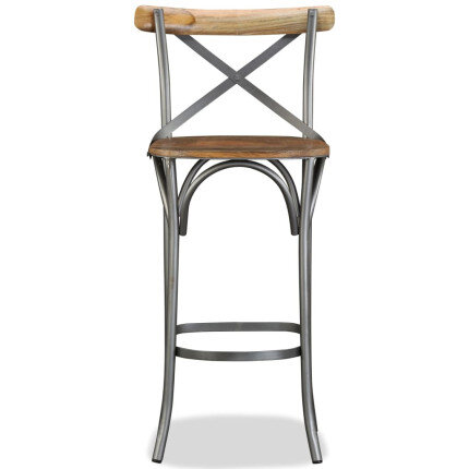 Tabouret de bar industriel en bois de manguier massif Brun  {attributes}
