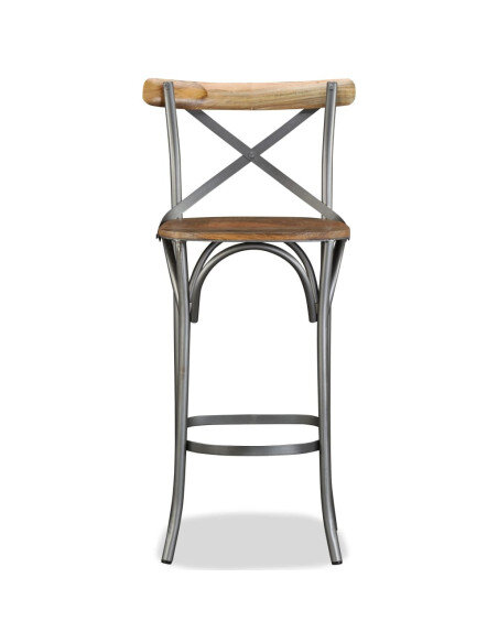 Tabouret de bar industriel en bois de manguier massif Brun  {attributes} Tabouret de bar industriel en bois de manguier massif Brun  {attributes}