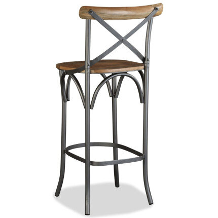 Tabouret de bar industriel en bois de manguier massif Brun  {attributes}