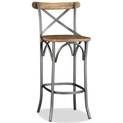 Tabouret de bar industriel en bois de manguier massif Brun  {attributes}