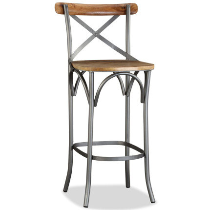 Tabouret de bar industriel en bois de manguier massif Brun  {attributes}