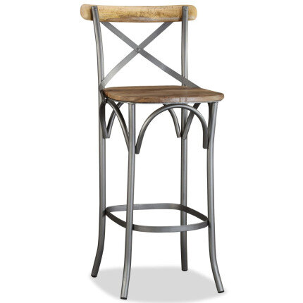 Tabouret de bar industriel en bois de manguier massif Brun  {attributes}