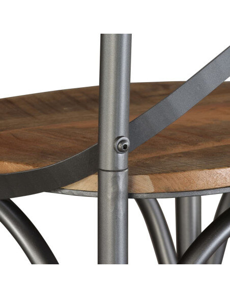 Tabouret de bar industriel en bois de manguier massif Brun  {attributes} Tabouret de bar industriel en bois de manguier massif Brun  {attributes}