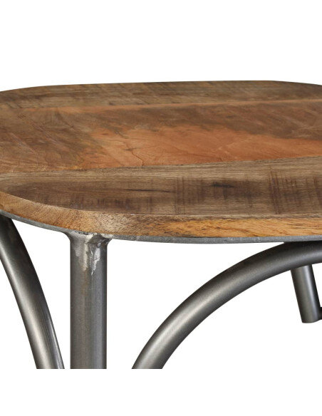 Tabouret de bar industriel en bois de manguier massif Brun  {attributes} Tabouret de bar industriel en bois de manguier massif Brun  {attributes}