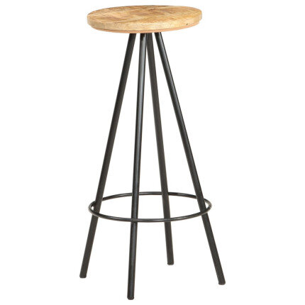 Tabourets de bar industriel en lot de 2 en bois de manguier brut Brun  {attributes}