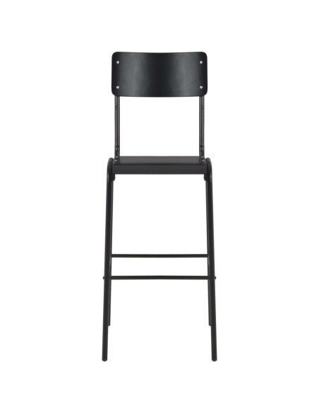 Chaise de bar style écolier en lot de 2 noir et acier