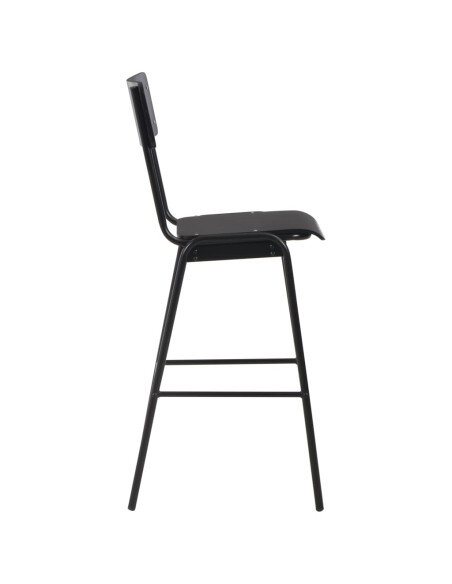 Chaise de bar style écolier en lot de 2 noir et acier