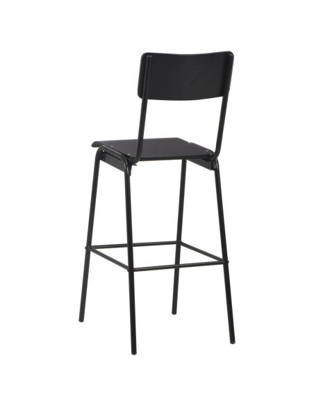Chaise de bar style écolier en lot de 2 noir et acier
