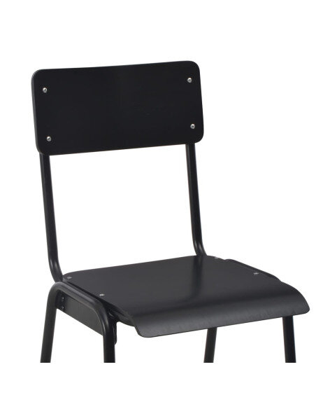 Chaise de bar industrielle en lot de 2 en contrepalqué et acier Noir  {attributes}