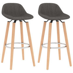 Tabourets de bar en lot de 2 en tissu Gris
