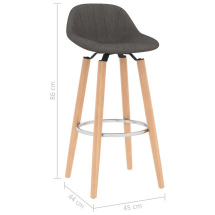 Tabourets de bar en lot de 2 en tissu Gris