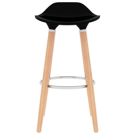 Tabourets de bar en lot de 2 en plastique, bois de hêtre massif, métal Noir  