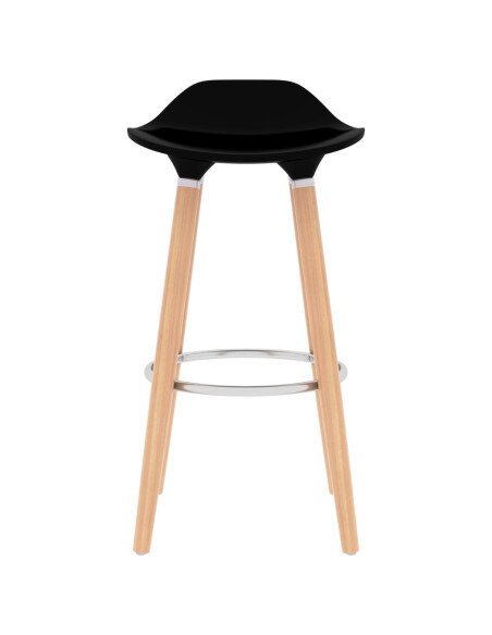 Tabourets de bar en lot de 2 en plastique, bois de hêtre massif, métal Noir  