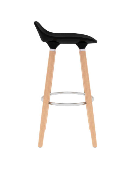 Tabourets de bar en lot de 2 en plastique, bois de hêtre massif, métal Noir  