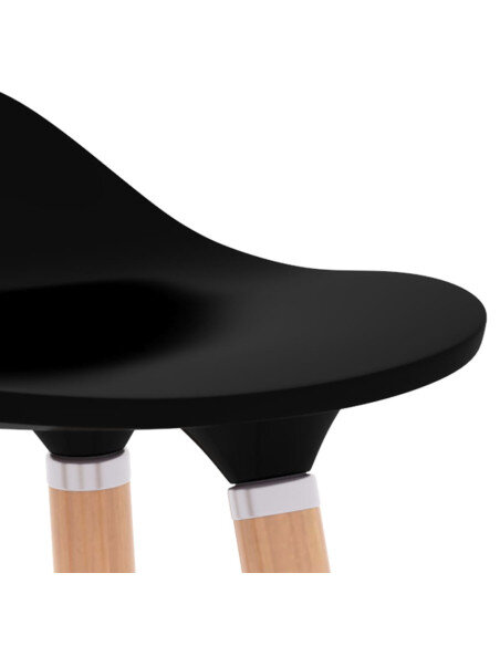 Tabourets de bar en lot de 2 en plastique, bois de hêtre massif, métal Noir  