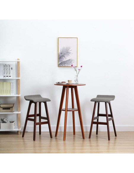 Tabourets de bar en lot de 2 en tissu Gris  