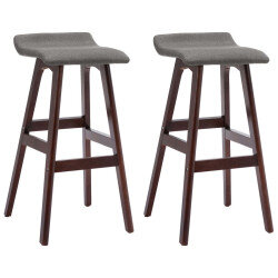 Tabourets de bar en lot de 2 en tissu Gris
