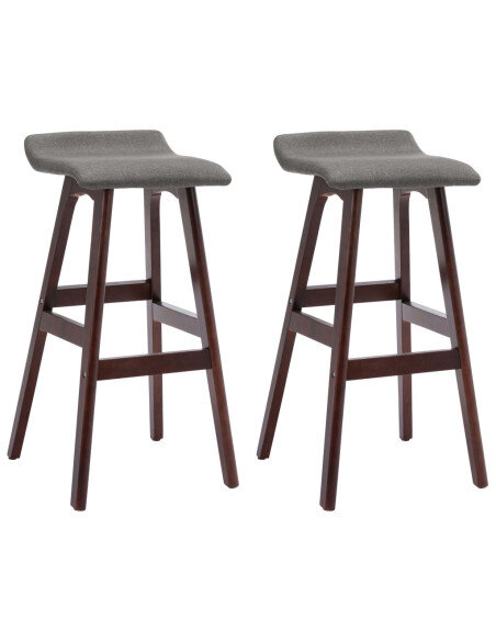Tabourets de bar en lot de 2 en tissu Gris  