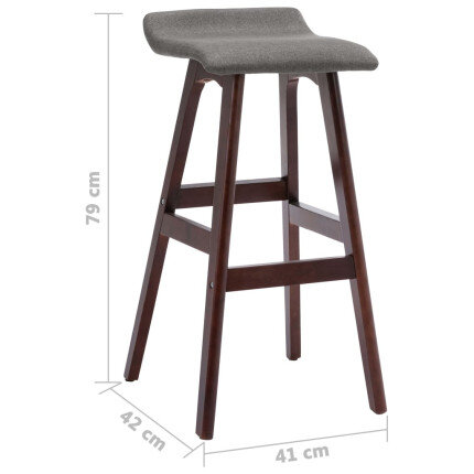 Tabourets de bar en lot de 2 en tissu Gris  