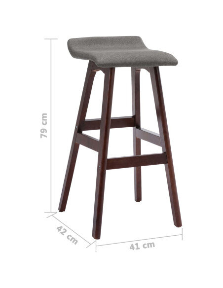 Tabourets de bar en lot de 2 en tissu Gris  
