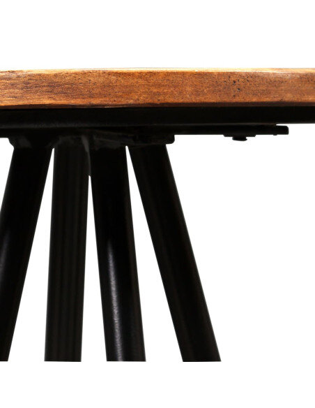 Tabourets de bar industriel en lot de 4 en bois massif de récupération Brun  {attributes}