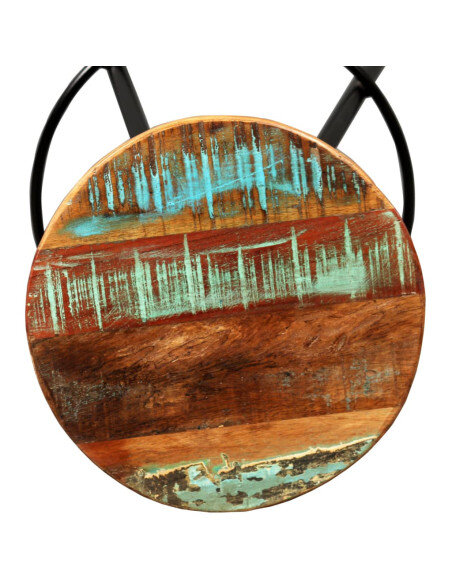 Tabourets de bar industriel en lot de 4 en bois massif de récupération Brun  {attributes}