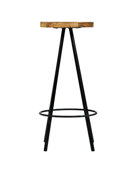 Chaise de bar industrielle en lot de 2 en bois de manguier Brun  {attributes}